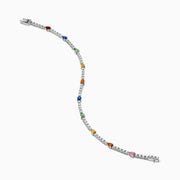The Watercolors 14K White Gold Multi Sapphire and Diamond Tennis Bracelet features vivid sapphires in yellow, green, blue, orange, and red with sparkling diamonds for a timeless and elegant look.