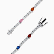 The Watercolors 14K White Gold Multi Sapphire and Diamond Tennis Bracelet features vivid sapphires in yellow, green, blue, orange, and red with sparkling diamonds for a timeless and elegant look.