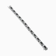 The Men's 14K White Gold White and Black Diamond Link Bracelet features rectangular links with black and white diamond accents, shown on a white background.