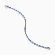 Sterling Silver Oval Tanzanite and Diamond Tennis Bracelet