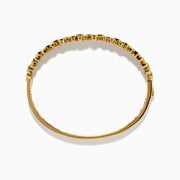 The Lab Grown Round Diamond 2.88ct Bubble Bangle in 14K Yellow Gold features clustered round diamonds and an intricate open lattice inner design.