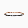 The Signature 14K Rose Gold Diamond Panther Print Bangle Bracelet features a textured band with black, silver, and gold panther print and a secure clasp for modern, effortless style.