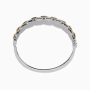 Introducing the 14K Two Tone Diamond Chain-Link Bangle: a refined bracelet crafted with alternating gold and silver rectangular links, each embellished with delicate diamonds for an elegant, luxurious look against a white background.