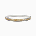 The Canare 14k White Gold Yellow Diamond Bangle 3.40 TCW features a center row of yellow diamonds flanked by two rows of small white diamonds, displayed against a plain white background.