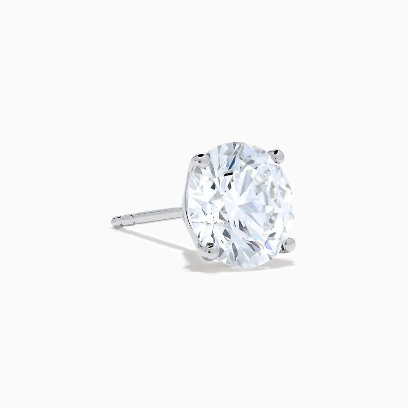 Lab Grown Diamond 4.00ct Stud Earrings in 14K White Gold, featuring round, clear stones set in classic prongs and shown against a white background.