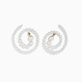 The 14K Yellow Gold Freshwater Pearl Spiral Earrings feature small freshwater pearls and gold accents, displayed on a white background.