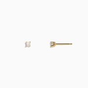 14K yellow gold princess cut diamond solitaire stud earrings (0.14 TCW) displayed on a plain white background.