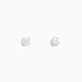 The 14K White Gold Diamond Solitaire Stud Earrings, 0.75 TCW, feature small round diamonds in silver prongs and are shown on a plain white background.