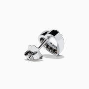 The 18K White Gold Diamond Heart Stud Earrings feature open-centered hearts outlined with sparkling diamonds, shown against a white background.