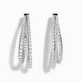 The 14K White Gold Diamond Double Hoop Earrings feature rows of sparkling diamonds on elegant double hoops, shown against a white background.