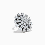 The 14K White Gold Diamond Firework Stud Earrings are shown against a white background, each featuring multiple sparkling diamonds set in a round, starburst-inspired floral cluster.