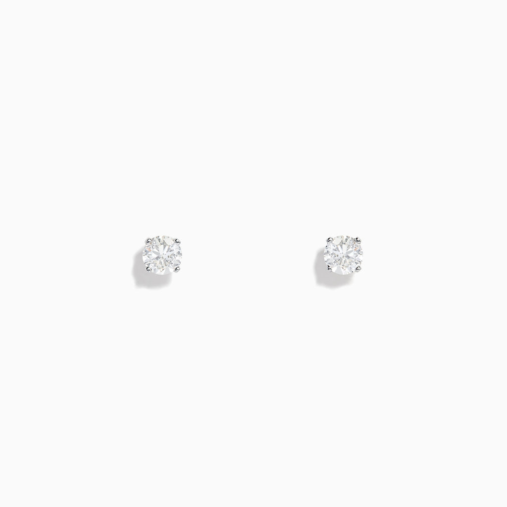 The 14K White Gold Diamond Solitaire Stud Earrings, 0.50 TCW, are shown against a plain white background.