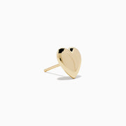 14K Yellow Gold Puffed Heart Stud Earrings shown against a plain white background.
