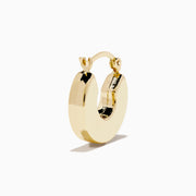 The 14K Yellow Gold Chunky Round Hoop Earrings feature a shiny, polished finish and are displayed on a white background.