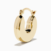 The 14K Yellow Gold Chunky Round Hoop Earrings feature a shiny, polished finish and are displayed on a white background.