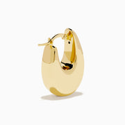 The 14 Karat Yellow Gold Chunky Oval Hoop Earrings feature a shiny finish and smooth, rounded edges, shown against a white background.