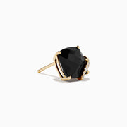 14K Yellow Gold Onyx and Diamond Cushion-Cut Stud Earrings