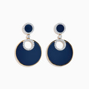 14K Yellow Gold Onyx and Diamond Circular Drop Earrings