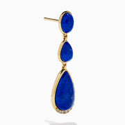 14K Yellow Gold Lapis Lazuli and Diamond Triple Drop Earrings