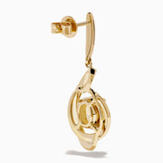 Introducing the Aurora 14K Yellow Gold Opal and Diamond Earrings, featuring oval opals encircled by sparkling diamonds and finished with a graceful swirl design.
