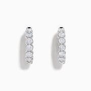 A pair of Lab Grown Round Diamond 2.50ct Inside Out Hoop Earrings in 14K white gold, displayed upright on a plain white background.