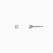 Displayed on a white background, the 14 Karat White Gold Diamond Stud Earrings feature 0.20TCW round diamonds set in simple prongs.