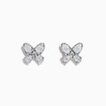 Lab Grown Pear and Round Diamond 1.23ct Butterfly Stud Earrings in 14K White Gold, beautifully displayed against a plain white background.