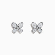 Lab Grown Pear and Round Diamond 1.23ct Butterfly Stud Earrings in 14K White Gold, beautifully displayed against a plain white background.