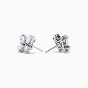 Lab Grown Pear and Round Diamond 1.23ct Butterfly Stud Earrings in 14K White Gold, beautifully displayed against a plain white background.
