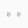 Lab Grown Diamond Oval Shaped 1.96ct Stud Earrings in 14K White Gold displayed on a white background.
