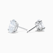 Lab Grown Diamond Oval Shaped 1.96ct Stud Earrings in 14K White Gold displayed on a white background.