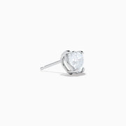 Lab Grown Diamond Heart Shaped 1.96ct Stud Earrings in 14K White Gold, featuring sparkling heart-shaped lab created diamond studs set in white gold and displayed against a plain white background.