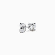 Lab Grown Diamond Heart Shaped 0.98ct Stud Earrings in 14K White Gold, featuring sparkling lab grown diamonds in heart-shaped settings, are displayed on a white background.