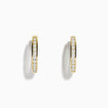A pair of DOro 14k Yellow Gold 6/8 Diamond Hoop Earrings (0.48 TCW) featuring white round-cut diamonds on the front, displayed against a plain white background.