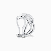 14K White Gold Diamond Pave Crossover Wave Earrings