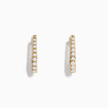 A pair of Effy Doro 14K Yellow 3/4 Diamond Hoop Earrings (0.49 TCW) are displayed upright against a plain white background, each featuring a row of sparkling diamonds along the front.