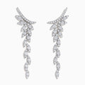 Elegant 14K White Gold Diamond Drop Leaf Earrings featuring a cascading leaf design adorned with sparkling diamonds.