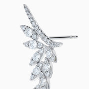 Elegant 14K White Gold Diamond Drop Leaf Earrings featuring a cascading leaf design adorned with sparkling diamonds.