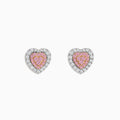 Add a touch of elegance to any look with the Novelty 18K Two Tone Gold Pink and White Diamond Heart Earrings, featuring pink stones at the center and clear stones surrounding each heart-shaped stud.