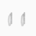 A pair of Pave Classica 14k White Gold 5/8 Diamond Hoop Earrings 0.49 TCW, featuring sparkling diamonds, displayed against a plain white background.
