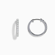 A pair of Pave Classica 14k White Gold 5/8 Diamond Hoop Earrings 0.49 TCW, featuring sparkling diamonds, displayed against a plain white background.