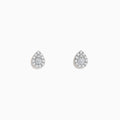 A pair of Pave Classica 14K Yellow Gold Pave Diamond Pear Shaped Stud Earrings, set with sparkling diamonds, shown against a plain white background.