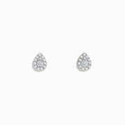 A pair of Pave Classica 14K Yellow Gold Pave Diamond Pear Shaped Stud Earrings, set with sparkling diamonds, shown against a plain white background.