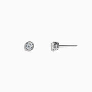 Pave Classique 14K White Gold Bezel Set Diamond Solitaire Earrings, 0.50 TCW, displayed on a plain white background.