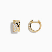 DOro 14K Yellow Gold Scattered Diamonds Earrings are small huggies featuring clusters of sparkling diamonds on the front surface, shown against a white background.