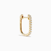 The D'Oro 14K Yellow Gold Diamond Square Huggie Earrings feature a vertical row of sparkling diamonds, beautifully set in gold and photographed on a plain white background.