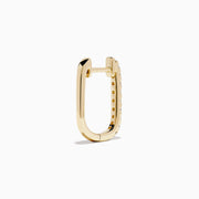 The D'Oro 14K Yellow Gold Diamond Square Huggie Earrings feature a vertical row of sparkling diamonds, beautifully set in gold and photographed on a plain white background.