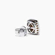 The Canare 18K Two Tone Gold White and Yellow Diamond Earrings feature a square shape with a yellow diamond center, bordered by white diamonds, shining elegantly against a plain white background.