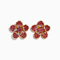 The Nature 14K Rose Gold Pink Sapphire and Diamond Flower Stud Earrings feature blooming flower designs with pink sapphires and sparkling diamonds set in rose gold.