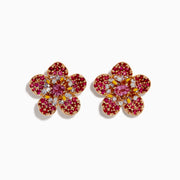 The Nature 14K Rose Gold Pink Sapphire and Diamond Flower Stud Earrings feature blooming flower designs with pink sapphires and sparkling diamonds set in rose gold.